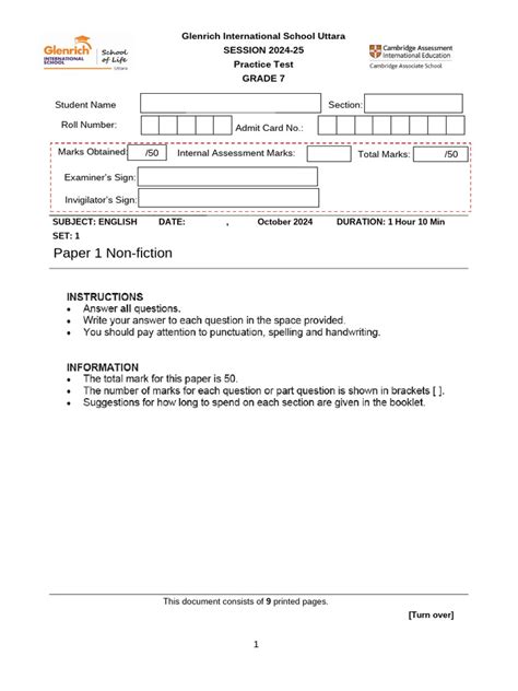 grade 7 paper 1 2011 Epub