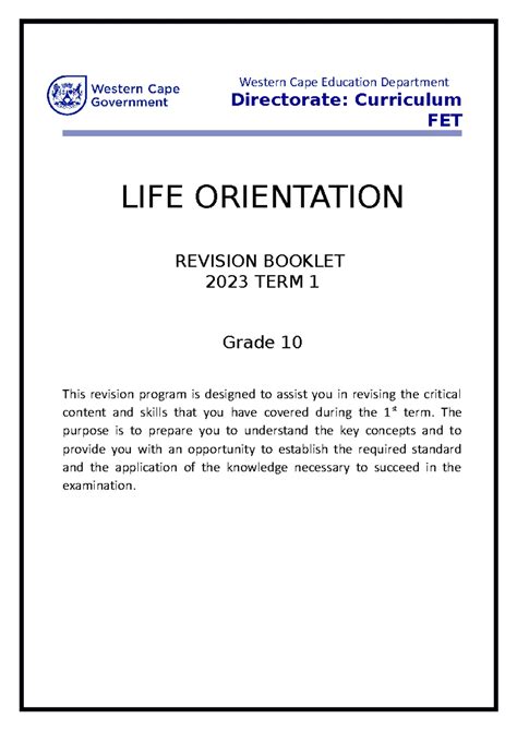 grade 8 life orientation examination papers Reader