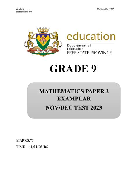 grade9 march common paper maths Reader