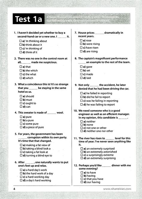 graded multiple choice english tests a1 Reader