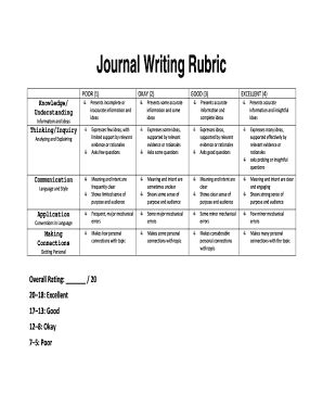 grading rubric for journal writing Kindle Editon