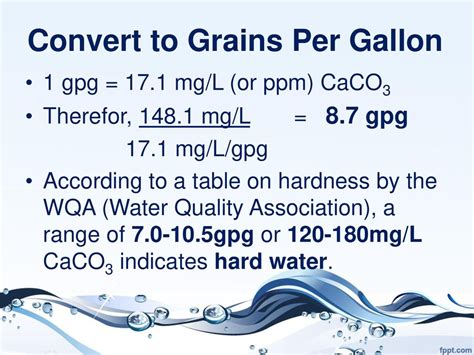 grains per gallon to mg/l