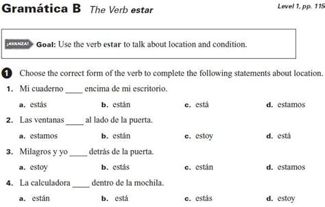 gramatica b the verb estar answers Reader