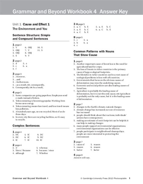 grammar and beyond 4 student answer key Doc