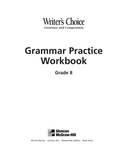 grammar and language workbook grade 8 answer key Epub