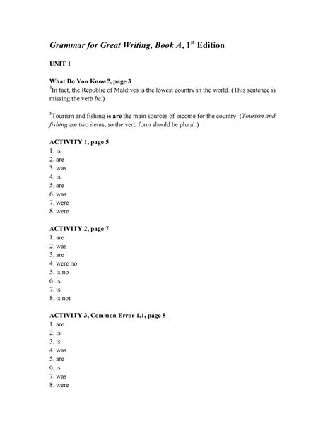 grammar for writing answer key Doc