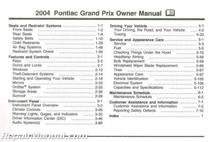 grand prix owners manual PDF