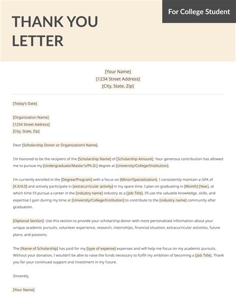 gratitude letter for scholarship