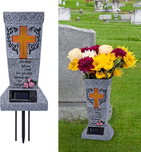 gravestone with vase