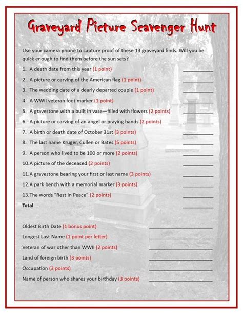 graveyard scavenger hunt Doc