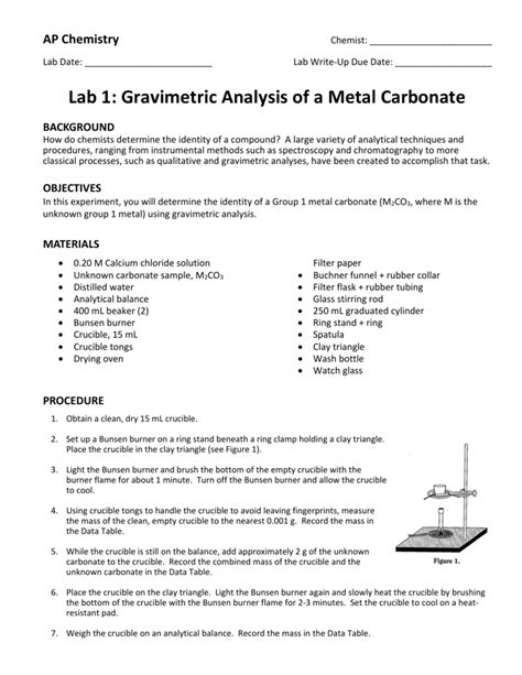 gravimetric analysis of a metal carbonate answers PDF