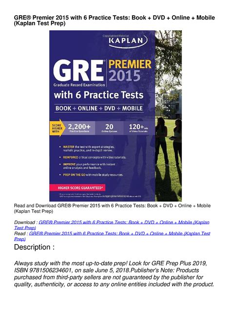 gre premier 2016 with 6 practice tests book online dvd mobile kaplan test prep Kindle Editon