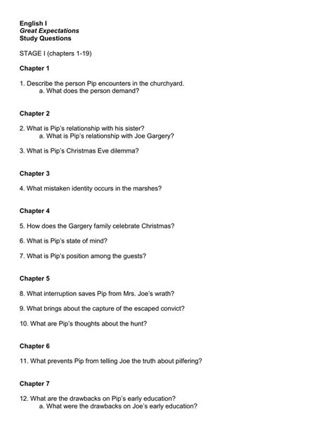 great expectation questions and answers Epub