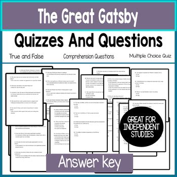 great gatsby comprehension questions answers Reader