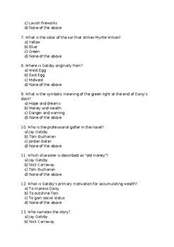 great gatsby multiple choice test with answers Ebook Epub