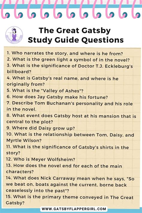 great gatsby study guide questions Reader