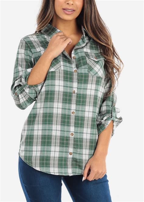 green button up womens