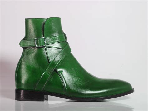 green leather boots