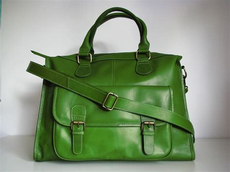 green leather purse