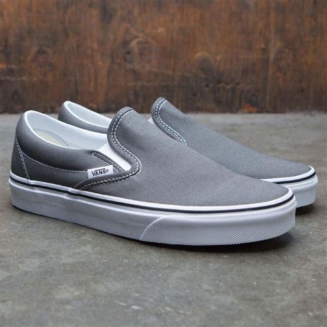 grey slip-on Vans