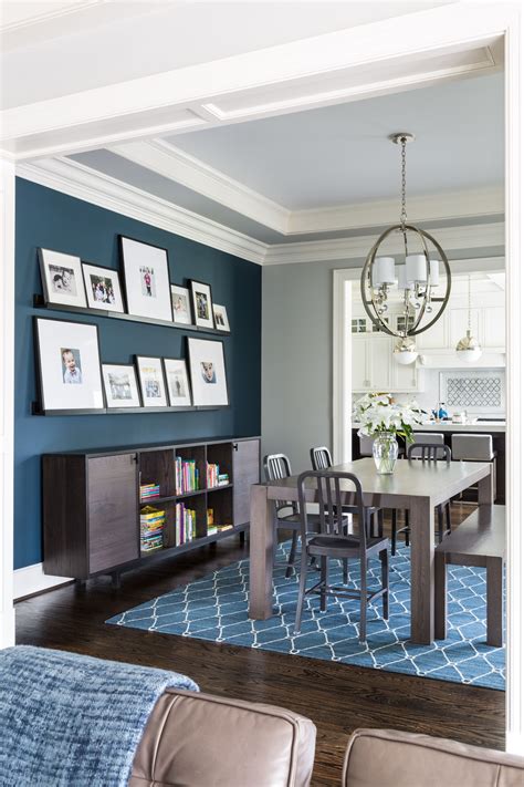 grey walls with blue accent wall