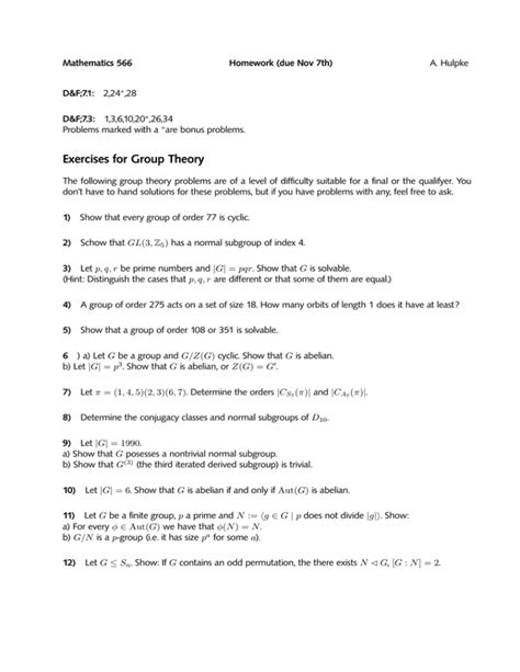 group theory exercises and solutions pdf