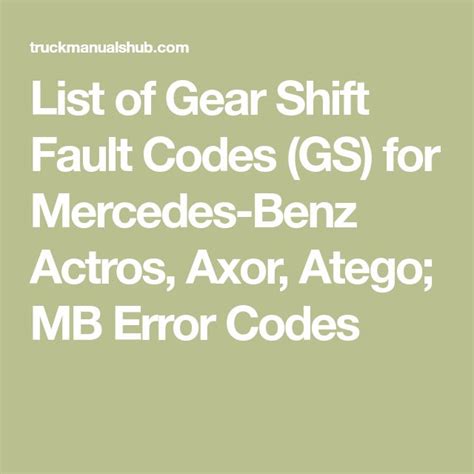 gs fault code actros Epub