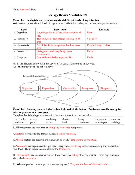 gt biology ecology review worksheet answers Doc