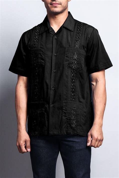 guayabera shirt black