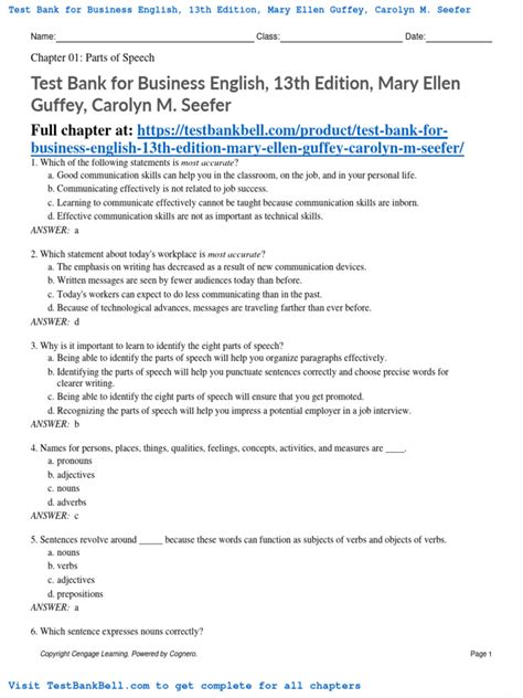guffey seefer business english exam review answers Doc