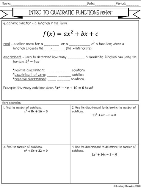 guided discovery for quadratic formula Doc