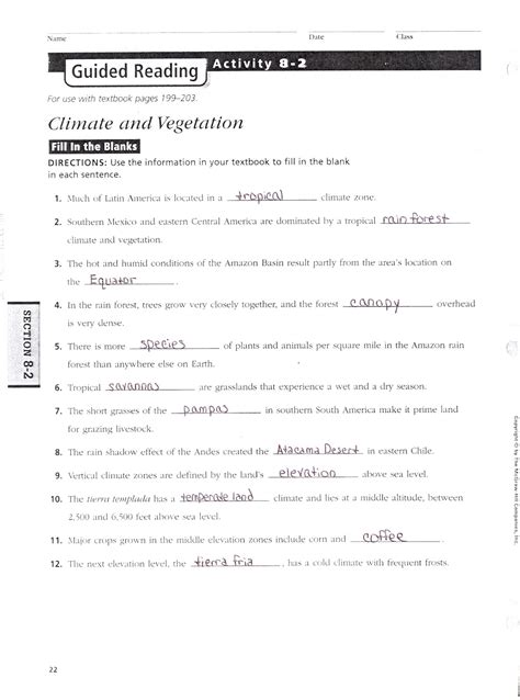 guided reading activity 20 2 climate vegetation answers Doc