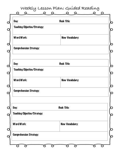 guided reading lesson plan template 4th grade PDF