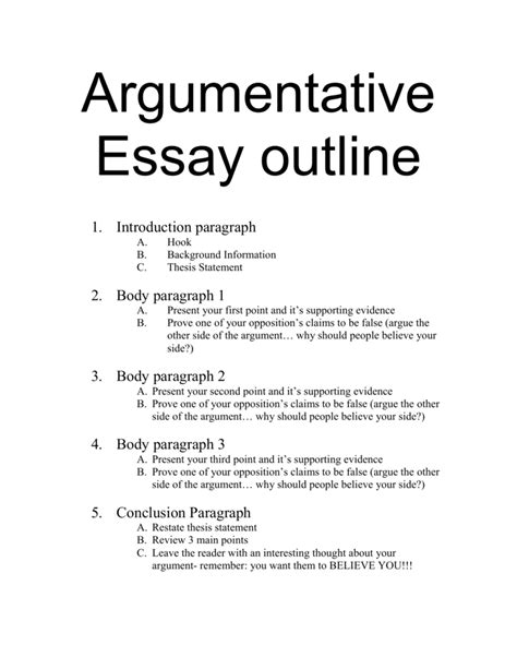 guidelines for argumentative essay PDF