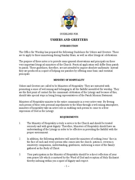 guidelines for ushers and greeters Reader