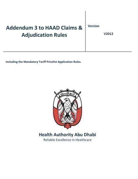 haad claims adjudication rules shafafiya Epub