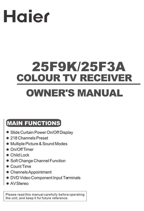 haier 25f3a t tvs owners manual Doc