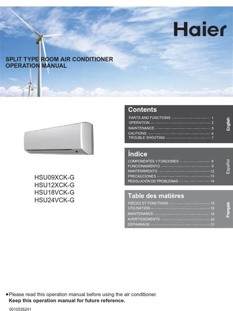 haier au122akmba air conditioners owners manual PDF