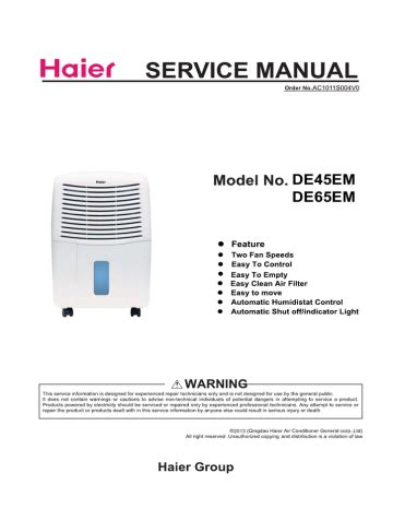 haier dehumidifier user manual Kindle Editon