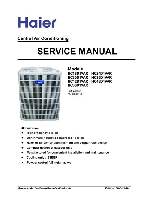 haier hc18d1var air conditioners owners manual Doc