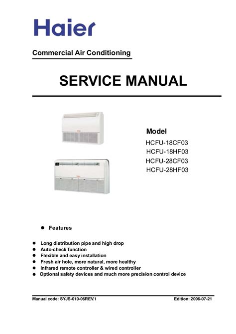 haier hcfu 18hf03 air conditioners owners manual PDF