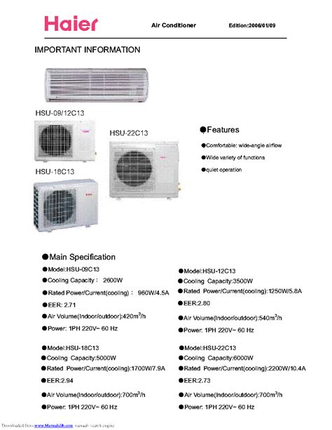 haier hsu 18c13 air conditioners owners manual Kindle Editon