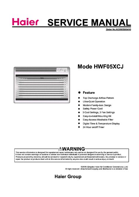 haier hwf05xcj t air conditioners owners manual Epub