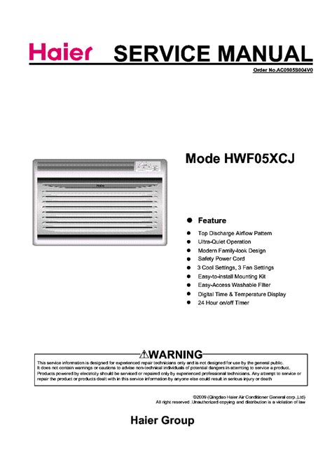 haier hwf05xcj t air conditioners owners manual Epub