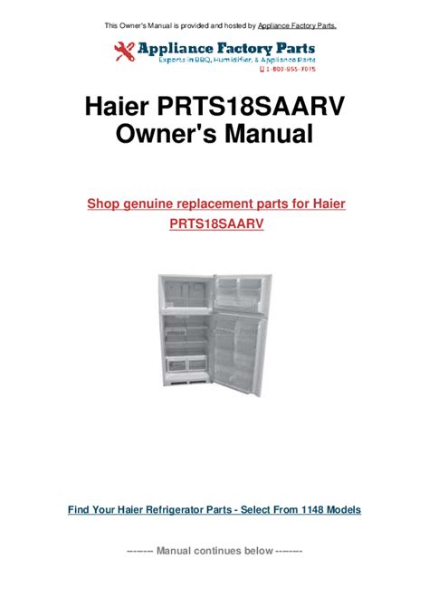 haier prts18saarv refrigerators owners manual PDF