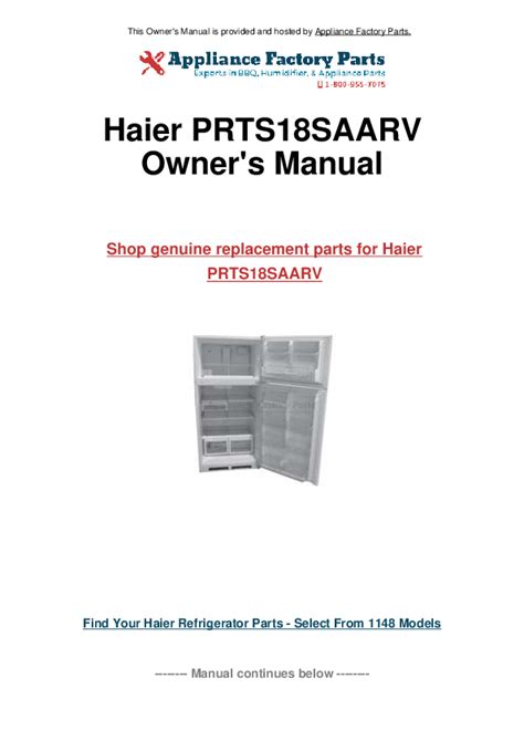 haier prts18saarv refrigerators owners manual PDF