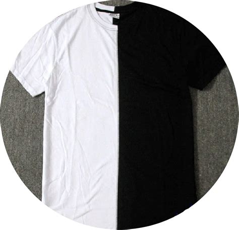 half black half white shirt