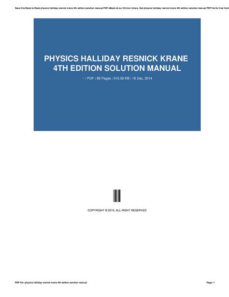 halliday physics 4th edition solution manual Reader