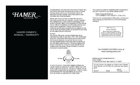 hamer calq guitars owners manual Epub