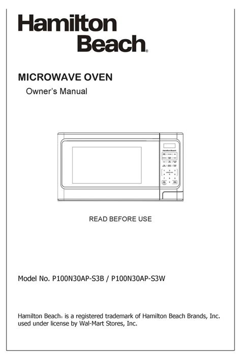 hamilton beach microwave instruction book Reader